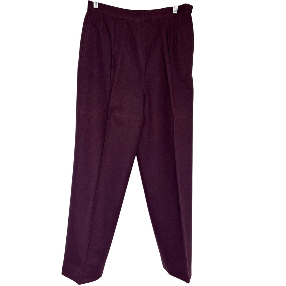 Paul & Jdder New York Womens‎ Plum Wool Blend Pleated Trousers Size 12
